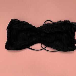 Free People Intimately Black Lace Strapless Bandeau Bralette Boho Festival Style